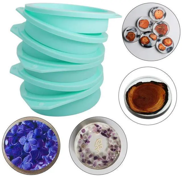 Alt view image 6 of 6 - 6-Pack Silicone Cake Molds 4 Inch Round Cakes Pans Green Baking Pan Set Silicone Baking Mold DIY Rainbow Cakes and Round Resin Coaster Molds, 0.8 Inch Deep (Green)
