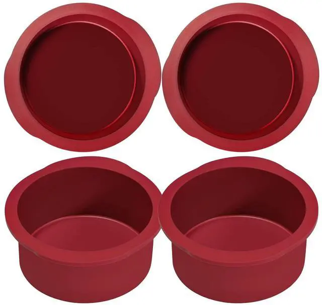 Main image of 4 Inch Silicone Round Cake Pans Set of 4, Non-stick Easy Releasing Mini Cake & Pizza Pans, Flexible BPA Free Silicone Baking Mold for Layer, Mini & Cheese Cake