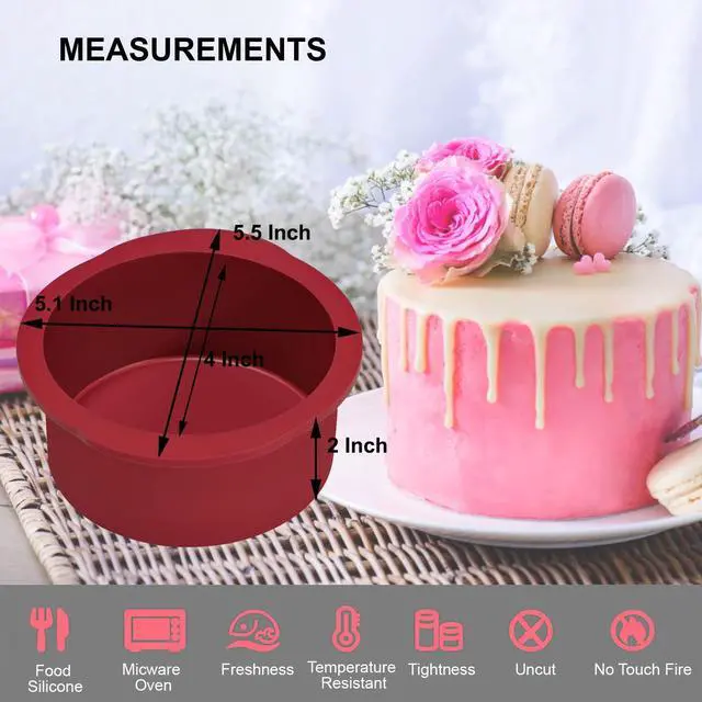 Alt view image 3 of 7 - 4 Inch Silicone Round Cake Pans Set of 4, Non-stick Easy Releasing Mini Cake & Pizza Pans, Flexible BPA Free Silicone Baking Mold for Layer, Mini & Cheese Cake
