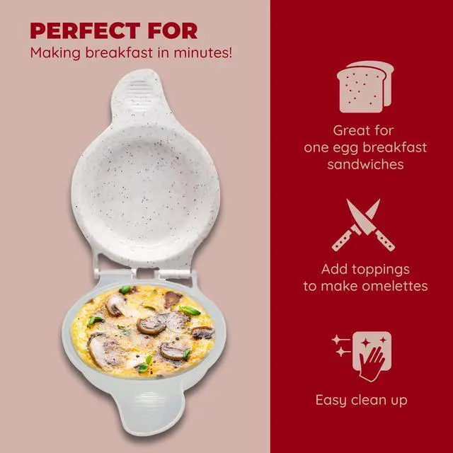 Alt view image 4 of 6 - Microwave Egg Muffin Pan Quick 1-Minute Breakfast Sandwich Maker, Non-Stick, BPA-Free
