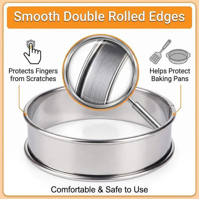 Alt view image 3 of 7 - 16-Pack English Muffin Rings, Stainless Steel Crumpet Molds (4" & 3.15"), Double-Rolled Non-Stick Tart Rings for Baking, Frying Eggs, Pancakes & Breakfast Sandwiches