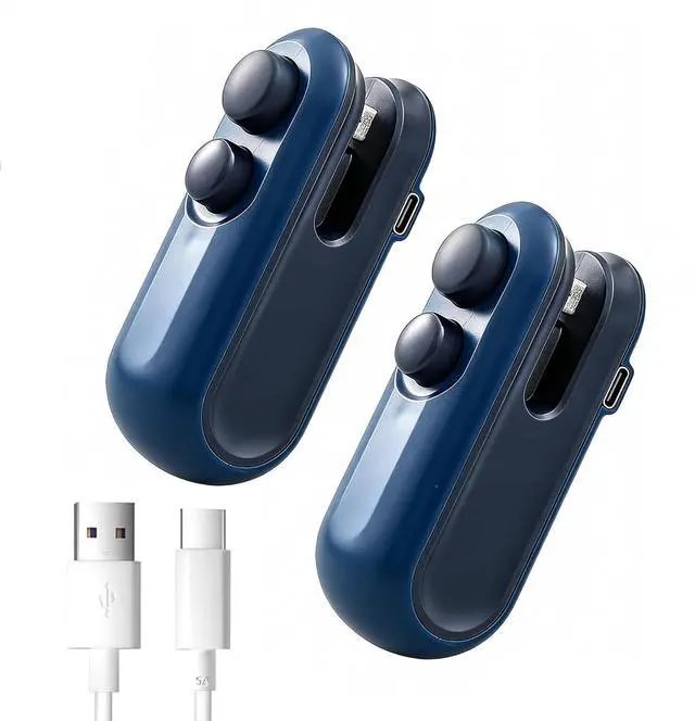 Main image of 2 Pack Blue&Blue Mini Bag Sealer, 2-in-1 Portable Heat Sealer & Cutter, USB Rechargeable Handheld Food Sealer for Plastic Bags, Chips, Snacks, Kitchen & Travel