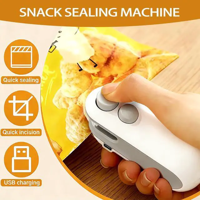 Alt view image 2 of 7 - 2 Pack Blue&Blue Mini Bag Sealer, 2-in-1 Portable Heat Sealer & Cutter, USB Rechargeable Handheld Food Sealer for Plastic Bags, Chips, Snacks, Kitchen & Travel