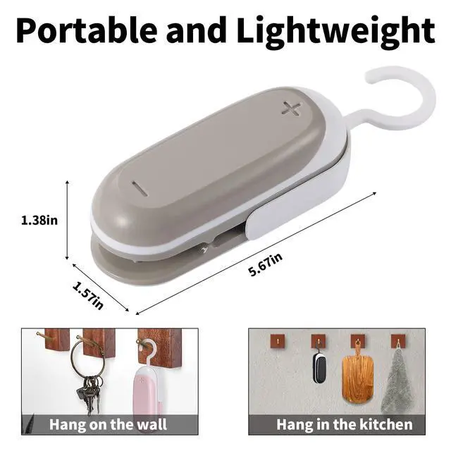 Alt view image 3 of 6 - Mini Bag Sealer, 3 Packs Portable Heat Vacuum Sealers, Chip Bag Sealer with Cutter 2 in 1 Heat Sealer Food Sealer Bag Resealer Handheld with Hook for Plastic Bags Food Storage