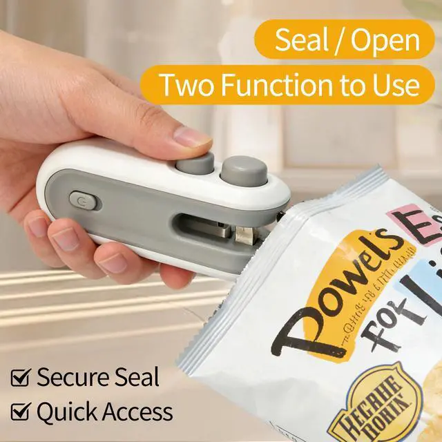 Alt view image 3 of 7 - Mini Bag Sealer, 2 in 1 Heat Sealers with Cutter, Portable Handheld Chip Bag Sealers, Rechargeable Vacuum Sealers for Snacks & Food Storage