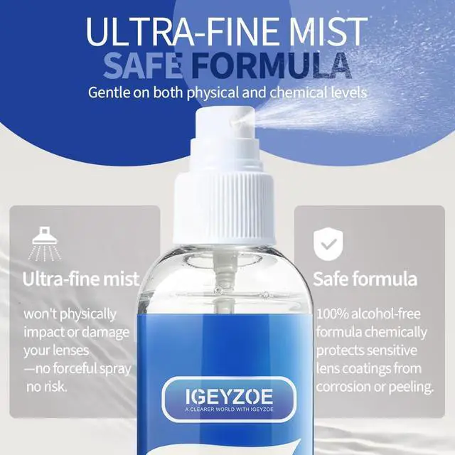 Alt view image 5 of 7 - Lens Cleaner Spray Kit - (2x2oz) Glasses Cleaner Bottle + (4X) Microfiber Cloth 6.9"×5.7", Alcohol Free Eyeglasses, Screen, and Camera Cleaning Kit (Sky Blue+Amethyst, 6 Piece Set)