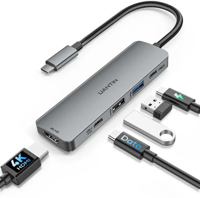 Main image of USB C Hub Multiport Adapter 5 in 1, 4K USBC to HDMI Dongle with 100W PD, 5Gbps USB-A 3.0, USB-C Data, USB C Splitter Docking Station for MacBook Neo/Pro/Air, iPad, XPS, Surface Laptop