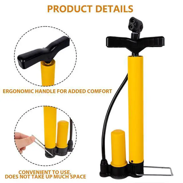 Alt view image 4 of 5 - Mini Bike Pump, Small Bicycle Pump Portable with Presta & Schrader Valve, Lightweight Aluminum Tire Inflator with Mount Kit & Needle for Road, Mountain, Hybrid Bikes, Balls & Inflatables