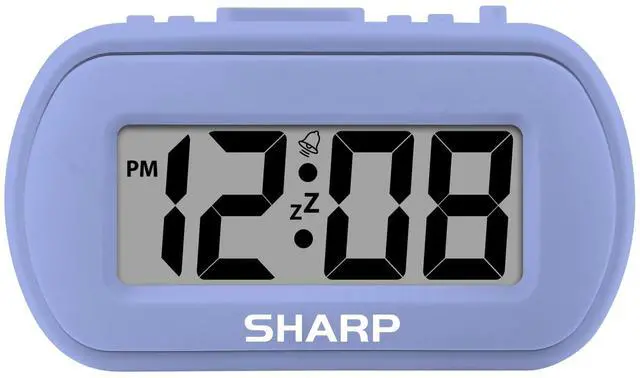 Main image of Digital Alarm Clock Tactile Case with Soft Rubberized Finish - Battery Operated Blue Backlight on Demand Ascending Alarm Easy to Use Lavender