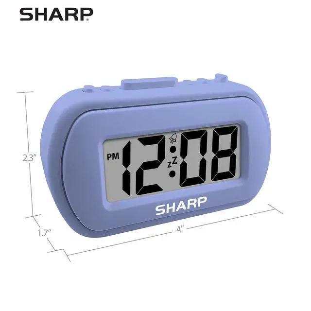 Alt view image 7 of 7 - Digital Alarm Clock Tactile Case with Soft Rubberized Finish - Battery Operated Blue Backlight on Demand Ascending Alarm Easy to Use Lavender