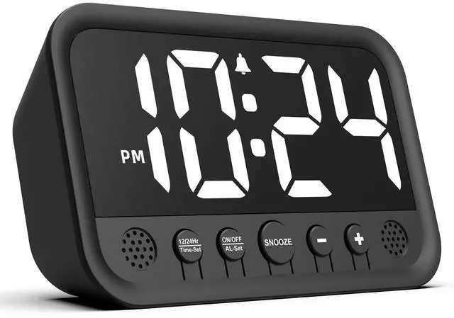 Main image of Small LED Digital Clock for Bedroom, Loud Alarm Clock for Heavy Sleepers Adults, Teens | Plug-In Electric Desk Clock | Simple Bedside Nightstand Clock with Adjustable Volume/Brightness/Snooze White