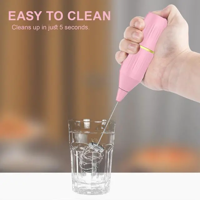 Alt view image 6 of 6 - Handheld Milk Frother Wand, Pink | For Coffee, For Matcha, For Latte & Cappuccino, For Hot Chocolate & Egg
