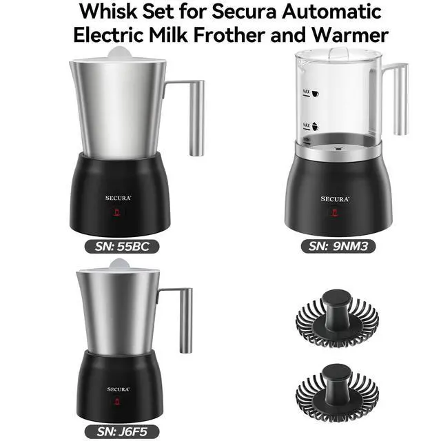 Alt view image 2 of 7 - 2 Replacement Whisks for 4-IN-1 Electric Milk Frother Automatic Milk Steamer F280R Black 1.5x1.5''