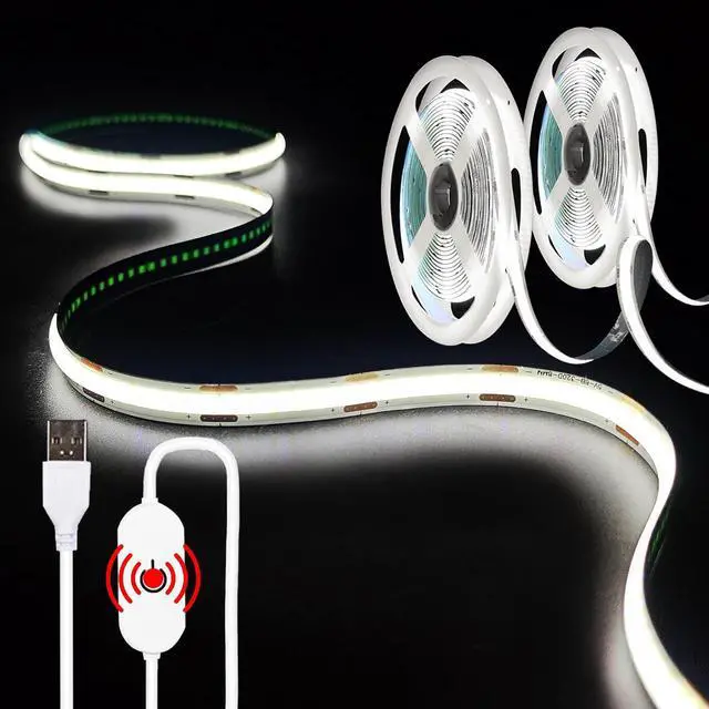 Main image of 2Pack USB LED Light Strip, 6000K White COB LED Strip Lights, 3.28FT TV Lights Flexible Small Led Lights with Touch Switch Controller White 5V LED Strip Light for TV Backlight Bedroom