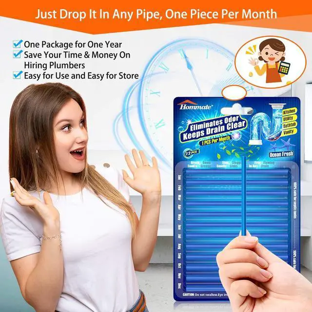 Alt view image 4 of 6 - Drain Sticks Drain Cleaner Sticks Drains Cleaner Disposal Stick Enzyme for Odor Clogs Remover Sink Septic Stick for Drains As Seen On TV