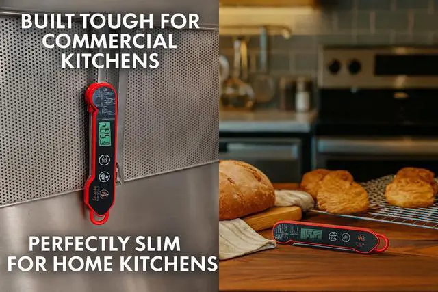 Alt view image 5 of 7 - Ultra Fast Waterproof Thermometer with Backlight, Foldable Probe & Magnetic Back Commercial-Grade Instant Read for Grilling, Cooking, BBQ, Smoker, Kitchen Use