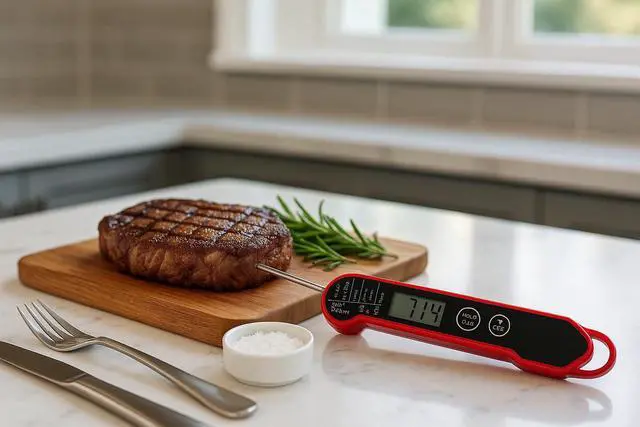 Alt view image 7 of 7 - Ultra Fast Waterproof Thermometer with Backlight, Foldable Probe & Magnetic Back Commercial-Grade Instant Read for Grilling, Cooking, BBQ, Smoker, Kitchen Use