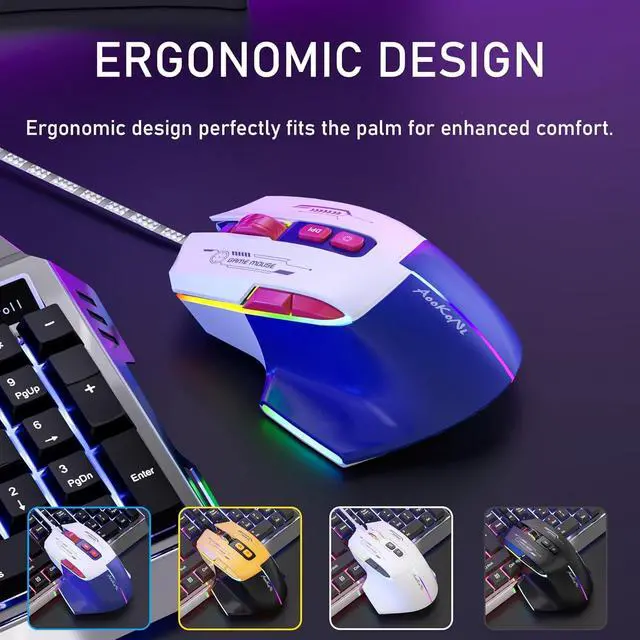 Alt view image 6 of 7 - Wired Gaming Mouse, Gaming Mouse with RGB Backlit, 7200DPI Adjustable, PC Gaming Mice with 7 rogrammable Macro Buttonsg, Ergonomic Mouse Gamer for PC, Desktop, MacLaptop, Chromebook. (Blue)