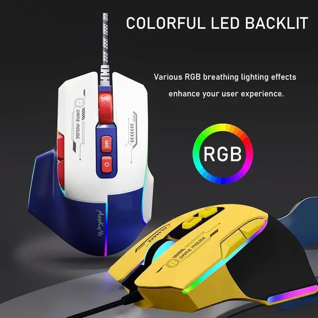 Alt view image 5 of 7 - Wired Gaming Mouse, Gaming Mouse with RGB Backlit, 7200DPI Adjustable, PC Gaming Mice with 7 rogrammable Macro Buttonsg, Ergonomic Mouse Gamer for PC, Desktop, MacLaptop, Chromebook. (Blue)
