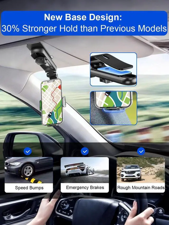 Alt view image 2 of 7 - Sun Visor Phone Holder, UPGRADE Base Support360° Rotatable Rearview Car Visor Phone Holder, Cell Phone Holder Compatible with All 4-7 Inch Phone (Perfect Angle for Photographing Yourself Driving)