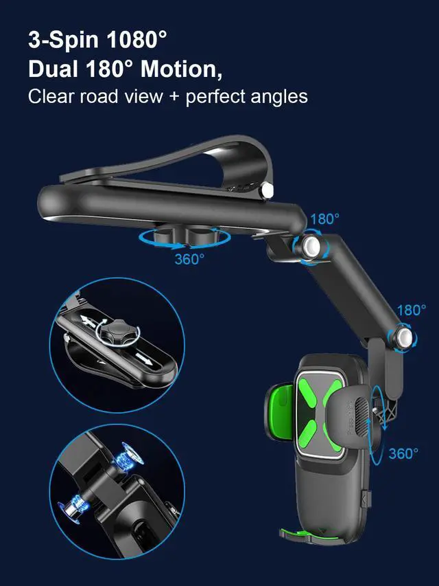 Alt view image 5 of 7 - Sun Visor Phone Holder, UPGRADE Base Support360° Rotatable Rearview Car Visor Phone Holder, Cell Phone Holder Compatible with All 4-7 Inch Phone (Perfect Angle for Photographing Yourself Driving)