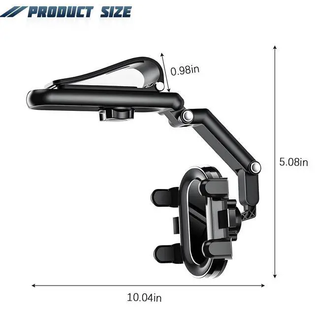 Alt view image 2 of 6 - Car Sun Visor Phone Holder, 1080° Rotatable Rear View Mirror Cell Phone Mount with Extendable Arm, Adjustable Automotive Interior Smartphone Clip, Universal for Vehicles (Black)