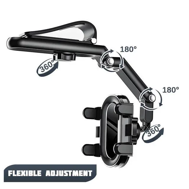 Alt view image 5 of 6 - Car Sun Visor Phone Holder, 1080° Rotatable Rear View Mirror Cell Phone Mount with Extendable Arm, Adjustable Automotive Interior Smartphone Clip, Universal for Vehicles (Black)