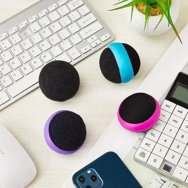 Alt view image 4 of 6 - 4 Pack Screen Cleaner Balls Car Phone Screen Cleaning Cleaner Ball Microfiber Touch Cleaning Ball for Easter Computer Laptop Phone Monitor(Black, Blue, Rose Red, Purple)
