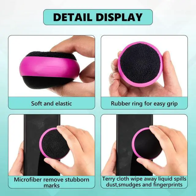Alt view image 3 of 6 - 4 Pack Screen Cleaner Balls Car Phone Screen Cleaning Cleaner Ball Microfiber Touch Cleaning Ball for Easter Computer Laptop Phone Monitor(Black, Blue, Rose Red, Purple)