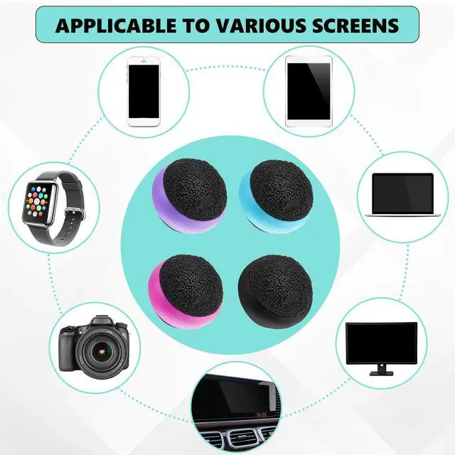 Alt view image 6 of 6 - 4 Pack Screen Cleaner Balls Car Phone Screen Cleaning Cleaner Ball Microfiber Touch Cleaning Ball for Easter Computer Laptop Phone Monitor(Black, Blue, Rose Red, Purple)