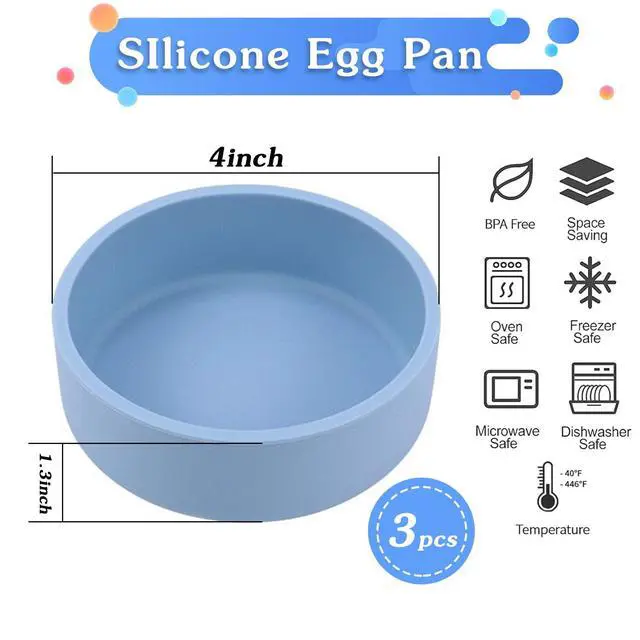 Alt view image 2 of 7 - 3Pcs Silicone Egg Molds for Air Fryer & Microwave Reusable Individual Egg Bite Maker, BPA Free & Dishwasher Safe, Perfect for Keto Breakfast, Meal Prep & Egg Bites (Blue)