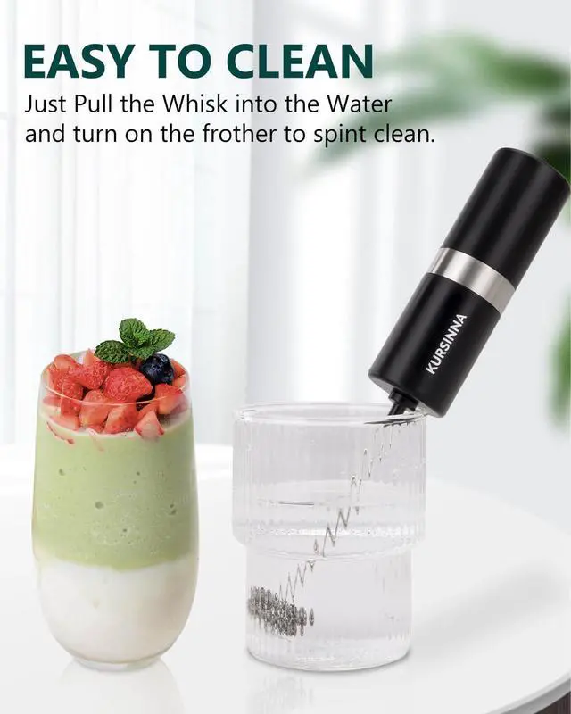 Alt view image 6 of 6 - Powerful Milk Frother Handheld Battery Operated, Double Whisk Foam Frother Maker with Stainless Steel Stand, Drink Mixer For Coffee, Lattes, Matcha, Cappuccino (13000RPM Battery Operated)