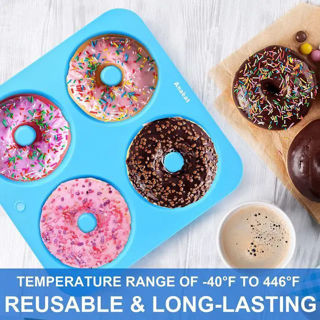 Alt view image 6 of 7 - Full Size Donut Baking Pans 3 Pack, Big Size 4 Inch Silicone Baking Mold, Just Pop Out! Non Stick 6-Cavity Doughnut Trays for Bagels Donuts Cake Biscuit - BPA Free & Dishwasher Safe (3 colors)