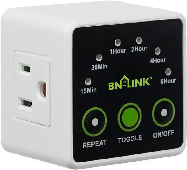 Main image of Smart Digital Countdown Timer, Repeat Cycle Timer with 3-Prong Grounded Outlet for Lamps, Light and Home Appliances, 15A/1875W ½ HP