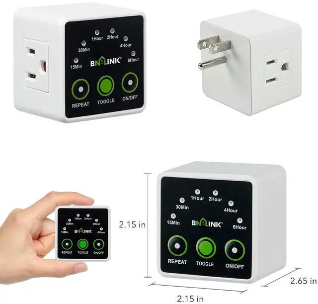 Alt view image 2 of 6 - Smart Digital Countdown Timer, Repeat Cycle Timer with 3-Prong Grounded Outlet for Lamps, Light and Home Appliances, 15A/1875W ½ HP