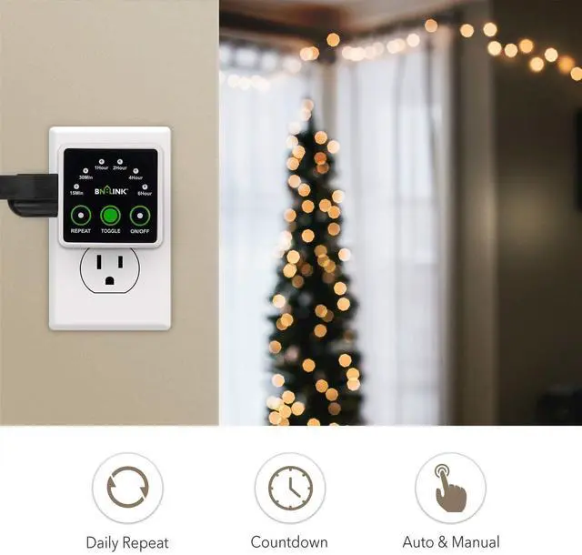 Alt view image 3 of 6 - Smart Digital Countdown Timer, Repeat Cycle Timer with 3-Prong Grounded Outlet for Lamps, Light and Home Appliances, 15A/1875W ½ HP