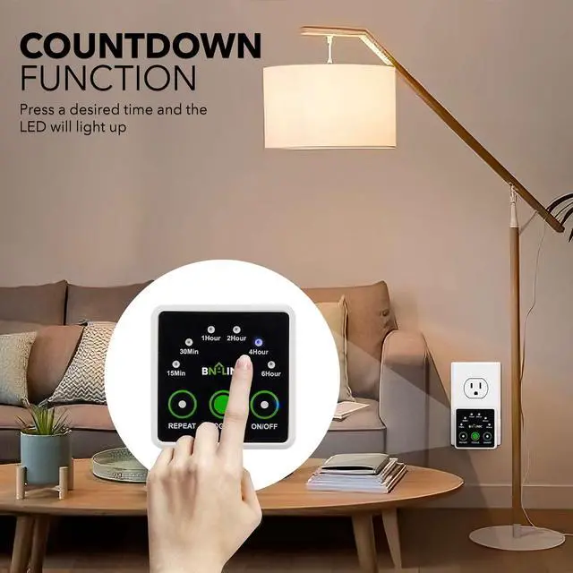 Alt view image 4 of 6 - Smart Digital Countdown Timer, Repeat Cycle Timer with 3-Prong Grounded Outlet for Lamps, Light and Home Appliances, 15A/1875W ½ HP