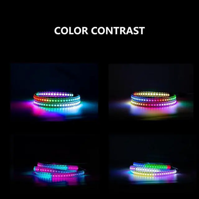 Alt view image 2 of 7 - WS2812B LED Strip Individual Addressable Light SMD 5050 144Pixels RGB Pixel Strip DC5V (3.2FT 144LEDS Non-Waterproof, Black PCB)