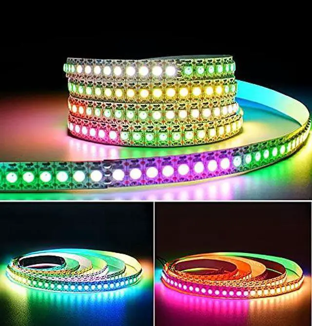 Alt view image 6 of 7 - WS2812B LED Strip Individual Addressable Light SMD 5050 144Pixels RGB Pixel Strip DC5V (3.2FT 144LEDS Non-Waterproof, Black PCB)