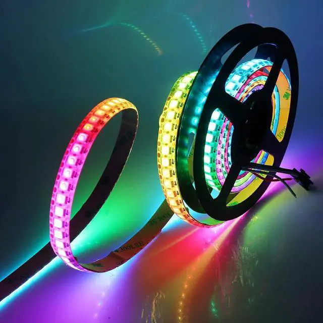Alt view image 4 of 7 - WS2812B LED Strip Individual Addressable Light SMD 5050 144Pixels RGB Pixel Strip DC5V (3.2FT 144LEDS Non-Waterproof, Black PCB)