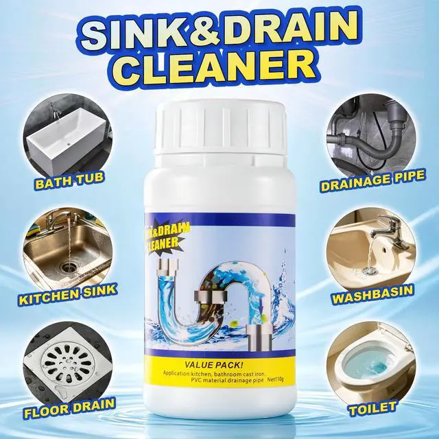 Alt view image 2 of 6 - Sink Drain Cleaner Powder,Pipeline Dredging Agent Powder Fast Foaming Clog Remover & Preventive Maintenance for Kitchen Sinks, Bathroom Showers & Toilets,Clogged Drain Remover (220g)
