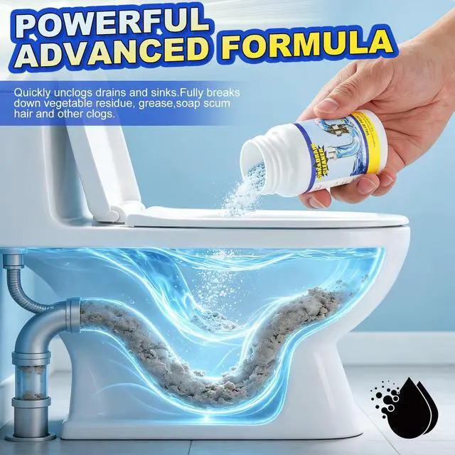 Alt view image 3 of 6 - Sink Drain Cleaner Powder,Pipeline Dredging Agent Powder Fast Foaming Clog Remover & Preventive Maintenance for Kitchen Sinks, Bathroom Showers & Toilets,Clogged Drain Remover (220g)