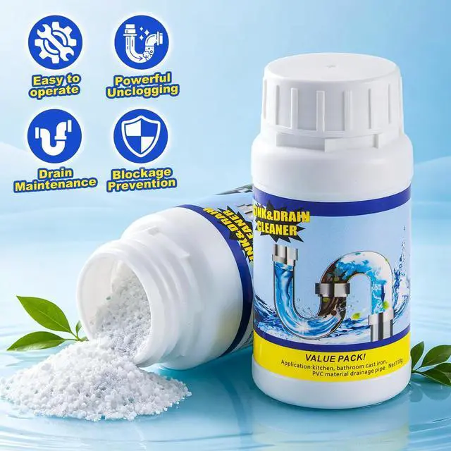 Alt view image 6 of 6 - Sink Drain Cleaner Powder,Pipeline Dredging Agent Powder Fast Foaming Clog Remover & Preventive Maintenance for Kitchen Sinks, Bathroom Showers & Toilets,Clogged Drain Remover (220g)