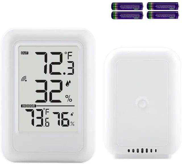 Main image of Indoor Outdoor Thermometer Hygrometer Wireless, Temperature Humidity Monitor with 330FT Range Remote Sensor, Max/Min Record, / Switch for Home, Office,Greenhouse, Baby Room (Type B)