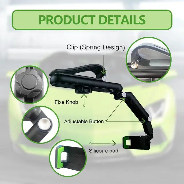 Alt view image 3 of 7 - Sun Visor Car Phone Holder, 360° Rearview Phone Holder for Car Sun Visor, Retractable Car Phone Mount Compatible with iPhone/Android/Samsung