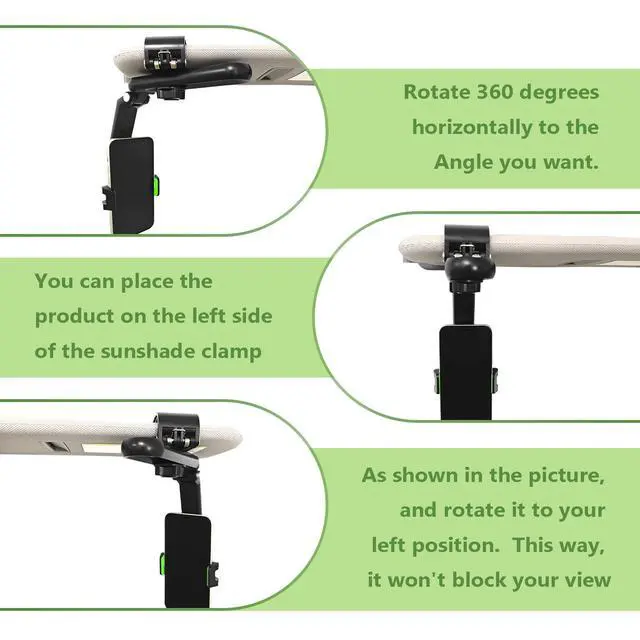 Alt view image 4 of 7 - Sun Visor Car Phone Holder, 360° Rearview Phone Holder for Car Sun Visor, Retractable Car Phone Mount Compatible with iPhone/Android/Samsung