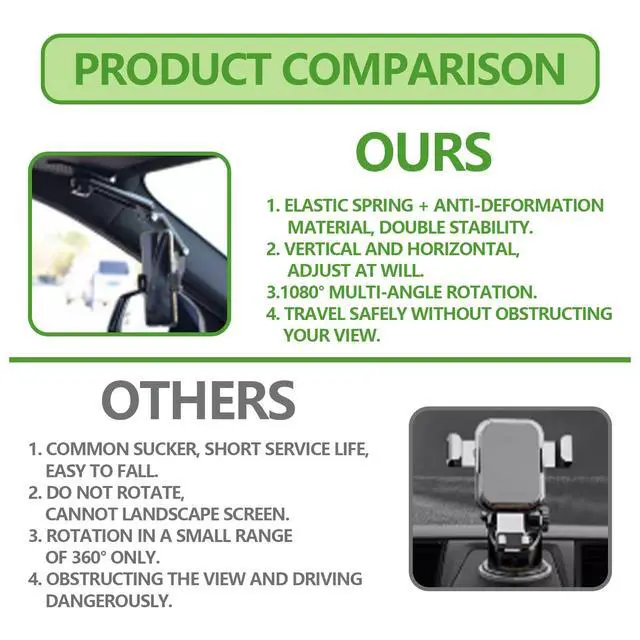 Alt view image 5 of 7 - Sun Visor Car Phone Holder, 360° Rearview Phone Holder for Car Sun Visor, Retractable Car Phone Mount Compatible with iPhone/Android/Samsung