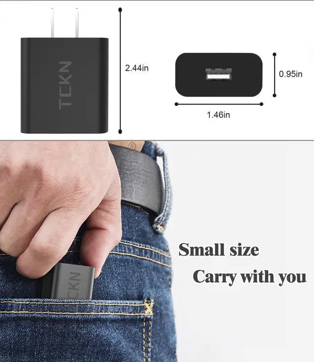 Alt view image 7 of 7 - USB Wall Charger 5V 2A Power Adapter for iPhone, iPad, Samsung, Tablet, iPod, Kindle and More (Black 2Pack)