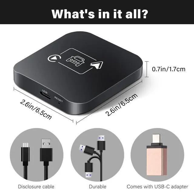 Alt view image 7 of 7 - Wireless CarPlay Adapter 2 IN 1 Plug and Play Wired to Wireless Car Play Adapter Android Auto Dongle, Aux Compatible All Car Models Smart Carplay Box Support iPhone 6+/iOS 10+/Android 11.0+