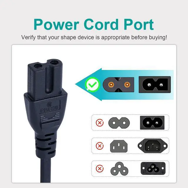 Alt view image 2 of 7 - Power Cord and AV Cable for PS2 PS1, 2 Prong AC Power Cord and Audio Video Cable Compatible with PlayStation 1 2 Fat Console Replacement Set